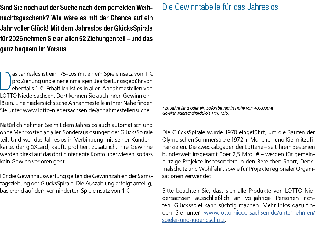 Sind Sie noch auf der Suche nach dem perfekten Weihnachtsgeschenk? Wie w re es mit der Chance auf ein Jahr voller Gl ...