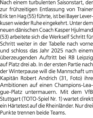 Nach einem turbulenten Saisonstart, der zur fr hzeitigen Entlassung von Trainer Erik ten Hag (55) f hrte, ist bei Bay...