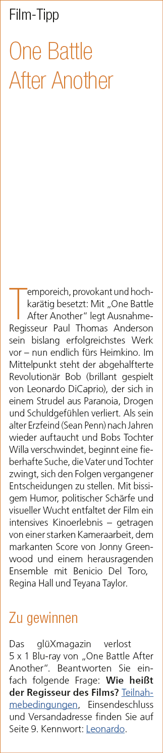 Film Tipp One Battle After Another Temporeich, provokant und hochkar tig besetzt: Mit „One Battle After Another“ legt...