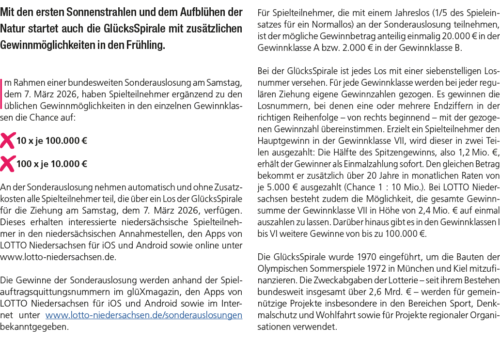 Mit den ersten Sonnenstrahlen und dem Aufbl hen der Natur startet auch die Gl cksSpirale mit zus tzlichen Gewinnm gli...