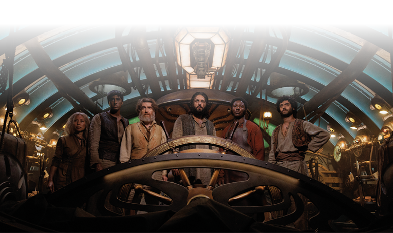 Von links: Suyin (Ling Cooper Tang), Ranbir (Ashan Kumar), Benoit (Thierry Fr mont), Nemo (Shazad Latif), Boniface (Pacharo Mzembe) und Turan (Arlo Green) - Sie fl chten mit der Nautilus vor der m chtigen British East India Trading Company.