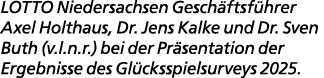 LOTTO Niedersachsen Gesch ftsf hrer Axel Holthaus, Dr. Jens Kalke und Dr. Sven Buth (v.l.n.r.) bei der Pr sentation d...