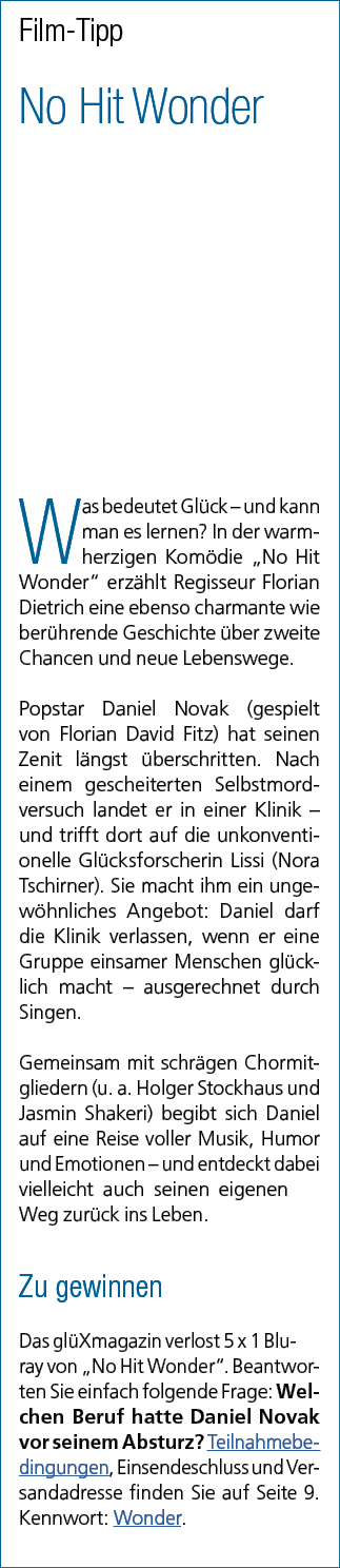 Film Tipp No Hit Wonder Was bedeutet Gl ck – und kann man es lernen? In der warmherzigen Kom die „No Hit Wonder“ erz ...