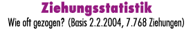 Ziehungsstatistik Wie oft gezogen? (Basis 2.2.2004, 7.768 Ziehungen)