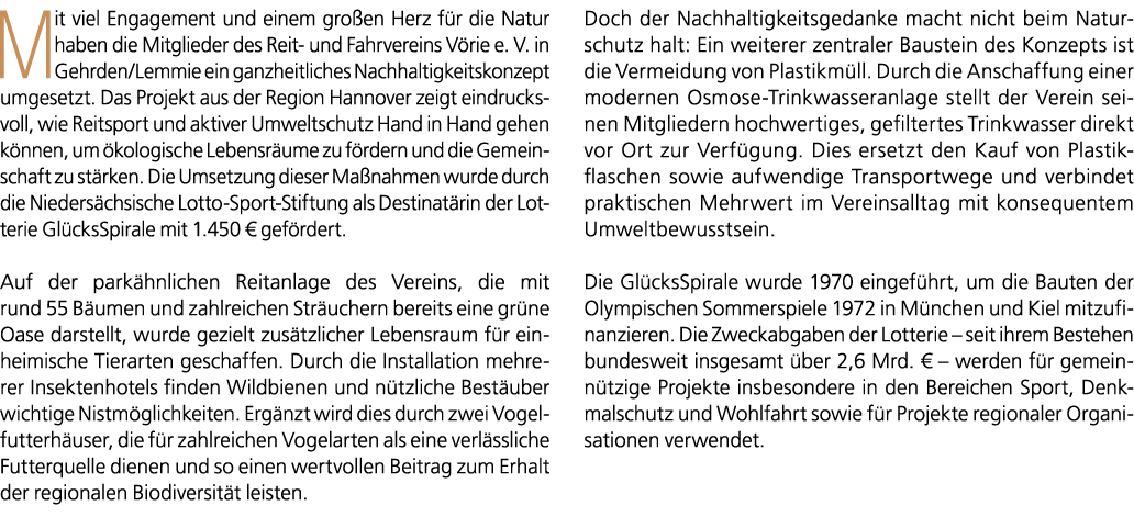 Mit viel Engagement und einem gro en Herz f r die Natur haben die Mitglieder des Reit und Fahrvereins V rie e. V. in ...