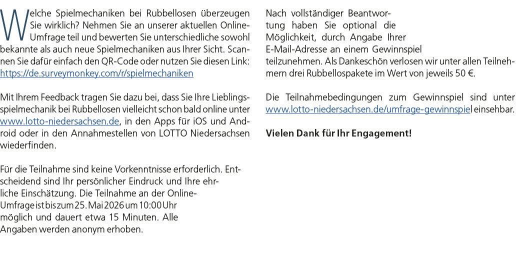 Welche Spielmechaniken bei Rubbellosen berzeugen Sie wirklich? Nehmen Sie an unserer aktuellen Online Umfrage teil u...