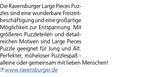 Die Ravensburger Large Pieces Puzzles sind eine wunderbare Freizeitbesch ftigung und eine gro artige M glichkeit zur ...