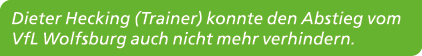 Dieter Hecking (Trainer) konnte den Abstieg vom VfL Wolfsburg auch nicht mehr verhindern. 