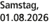 Samstag, 01.08.2026